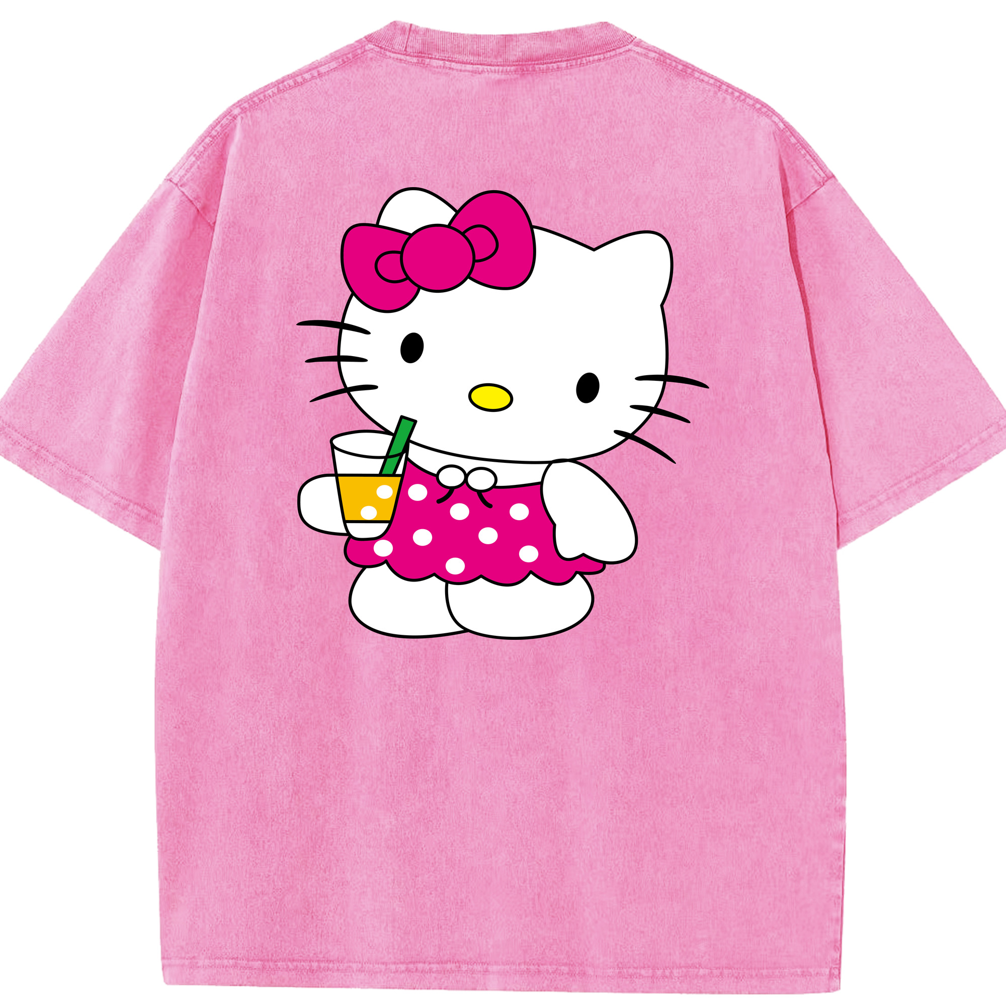 （画像用） Hello Kitty ハローキティ 綿100% ヴィンテージ風 半袖Tシャツ（背面プリント）